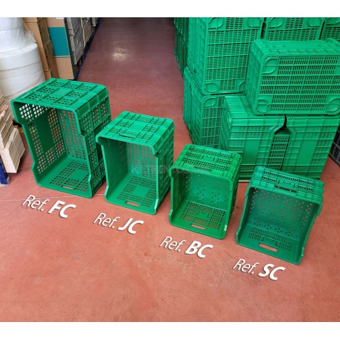 Cubeta apilable caja plástico verde 500x380x195...