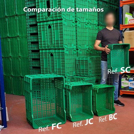 Cubeta apilable caja plástico verde 500x380x270 mm Ref.BC
