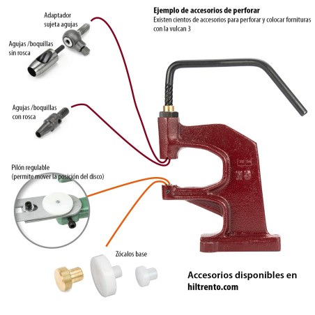 Máquina prensa remachadora N3, Perforar cuero, fornituras, botones, remaches, ojales