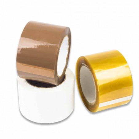 Precinto acrílico 75mm x 132m Marrón, blanco, transp. - Caja 24uds