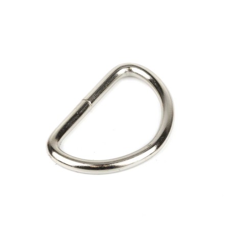 Anilla en D Piquete 25 mm níquel plateada