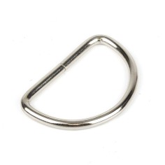 Anilla en D Piquete 30 mm níquel plateada