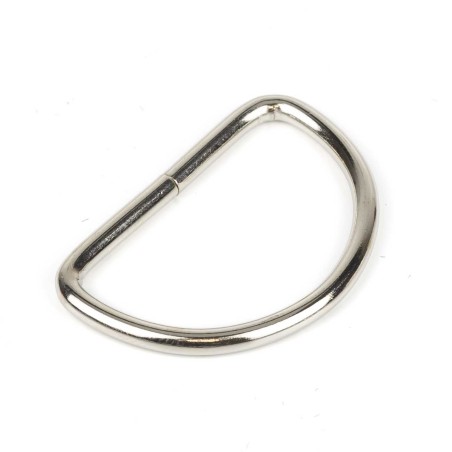 Anilla en D Piquete 30 mm níquel plateada