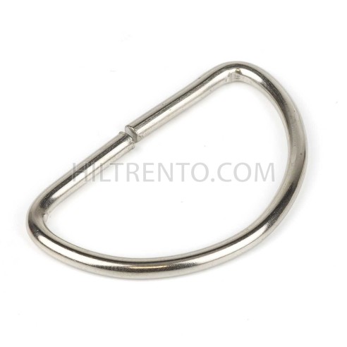 Anilla en D Piquete 40 mm níquel plateada