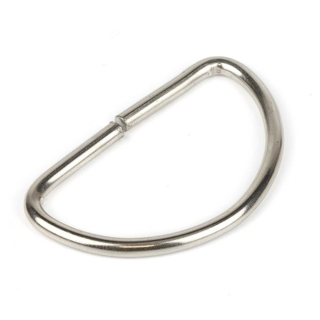 Anilla en D Piquete 40 mm níquel plateada