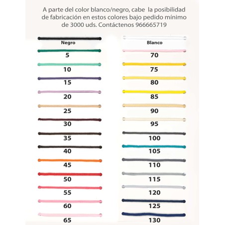 Cordón elástico con terminal transparente goma para carpetas y caretas, de 8 a 100 cm - 1000 uds