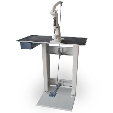 Prensa remachadora con mesa de cajón y pedal para perforar cuero, colocar remaches, ojales, broches, botones