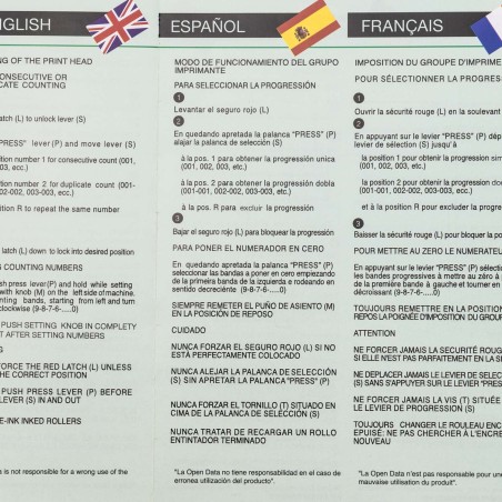 Etiquetadora manual números consecutivos OPEN textil 2234, 1 línea, 7 dígitos, 22x12mm