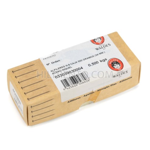 Alfileres 34 mm nº 8 acero niquel Waldes - Caja...