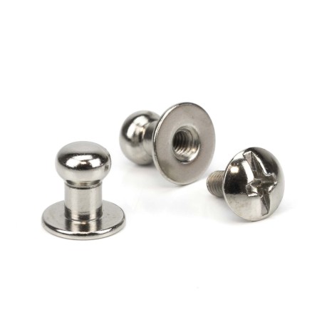 Gemelo remache tornillo con rosca níquel plateado, para bolsos y cinturones - Pack 20 uds