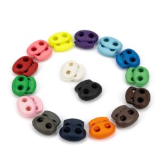 Tope tensor cordón plástico doble agujero 16 x 17 mm