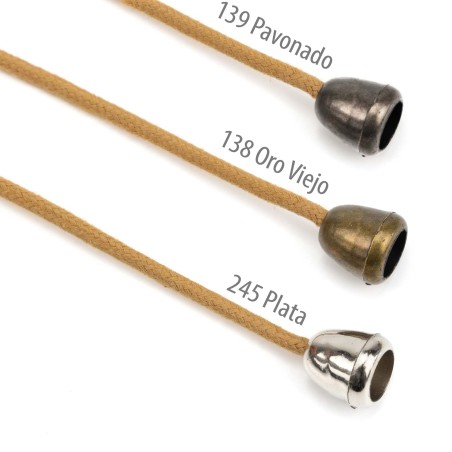 Tapa nudos terminal metalizado extremo cordón 12x12 mm