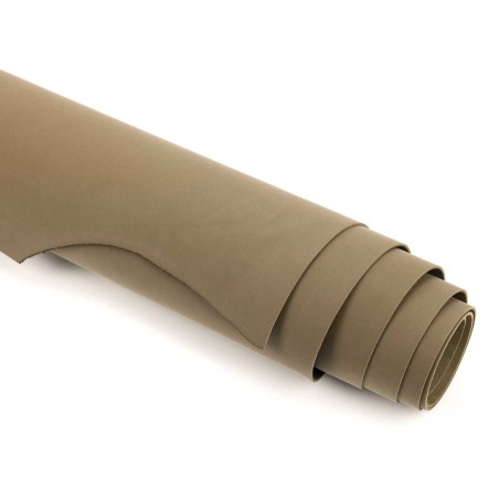 Piel cuero vacuno lavable, liso y suave, color beig verde oliva , 1.8 - 2.0 mm