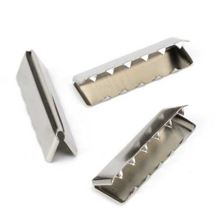 Terminal metálico plateado 40 mm para extremo de cinta