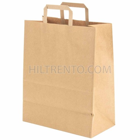 Bolsa papel kraft marrón con asa plana 32+17x40...