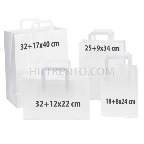 Bolsa papel blanca con asa plana 32+17x40 cm,...