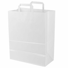 Bolsa papel blanca con asa plana 32+17x40 cm, 100 g/m² -...