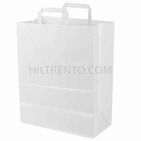Bolsa papel blanca con asa plana 32+17x40 cm,...
