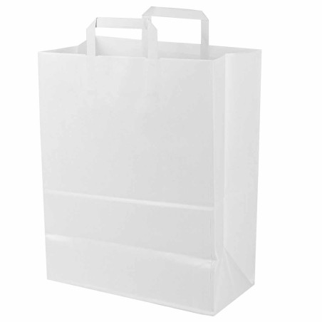 Bolsa papel blanca con asa plana 32+17x40 cm, 100 g/m² - Caja 250 uds