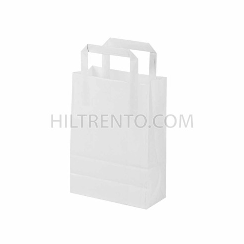 Bolsa papel blanca con asa plana 18+8x24 cm, 80...