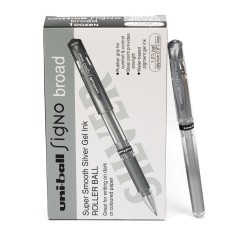 Bolígrafo uniball Signo broad UM-153 tinta gel plateado -...