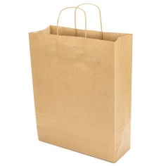 Bolsa papel kraft marrón con asa retorcida 32+12x42 cm,...