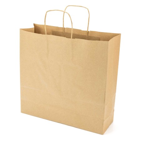 Bolsa papel kraft marrón con asa retorcida 37+12x37 cm, 100 g/m² - Caja 125 uds