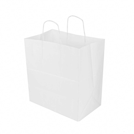 Bolsa papel kraft blanca con asa retorcida 30+19x32 cm, 100 g/m² - Caja 125 uds