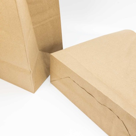 Bolsa papel kraft marrón con asa retorcida 24+11x32 cm, 100 g/m² - Caja 125 uds