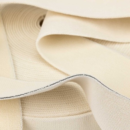 Elástico liso para tintar, 100% algodón biodegradable, color crudo - Rollo 25 metros