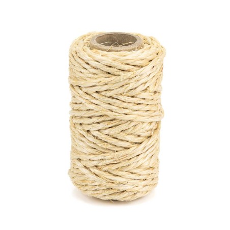 Cuerda rústica de sisal torcida 2 cabos 3 mm - Bobina 100 gramos