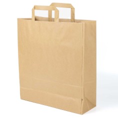 Bolsa papel kraft marrón con asa plana 32+12x37 cm, 100...