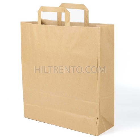 Bolsa papel kraft marrón con asa plana 32+12x37...