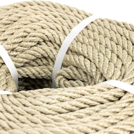 Cuerda polipropileno beige imitación cáñamo 10 mm para decoración - Bobina 100 mts