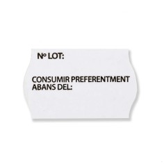 Rollo 1000 etiquetas 26x16 Alimentarias, Nº lot, Consumir...