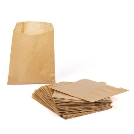 100 Sobres papel kraft fino marrón 15x20 cm para bolleria, fritos, croissant