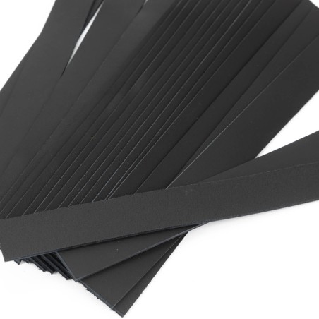 20 Tiras de cuero negro 25 mm x 280 mm,  piel auténtica de 2.2 mm de espesor