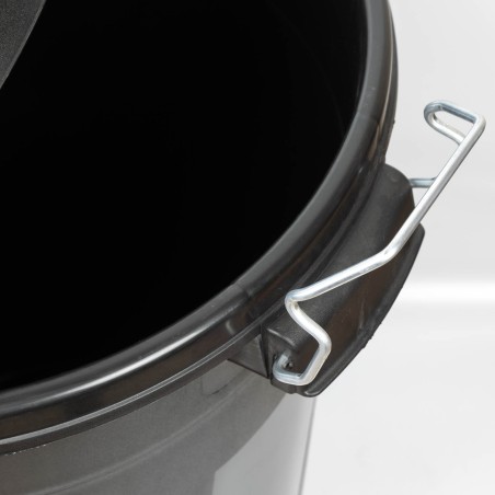 Cubo basura plástico negro grande 100 litros con tapa y asas metálicas
