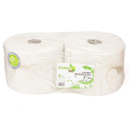 2 bobinas Papel seca manos industrial liso 100% reciclado 2 capas 428 mts 1221 servicios