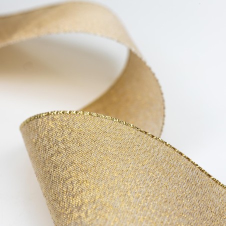 Cinta metalizada Lamé 12 mm manubens 4700 oro / plata brillante - Carrete 25 metros