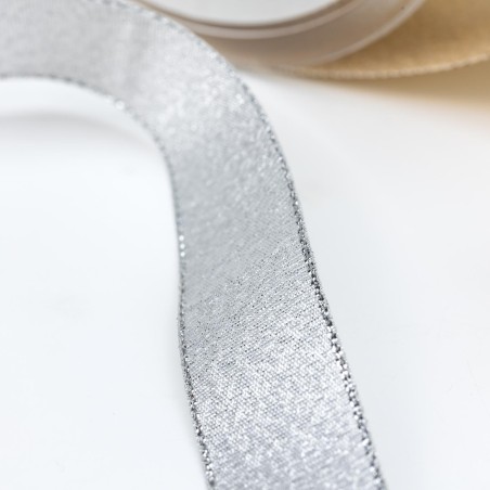 Cinta metalizada Lamé 15 mm manubens 4700 oro / plata brillante - Carrete 25 metros
