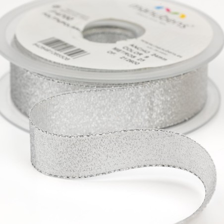 Cinta metalizada Lamé 38 mm manubens 4700 oro / plata brillante - Carrete 25 metros