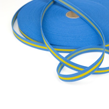 Cinta elástica 15 mm bandera Asturias, para pulseras - Rollo 30 metros