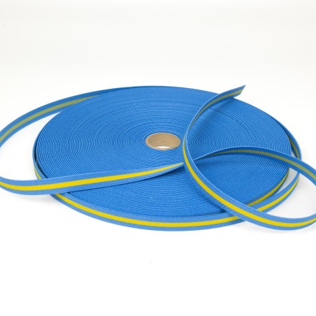 Cinta elástica 15 mm bandera Asturias, para pulseras - Rollo 30 metros