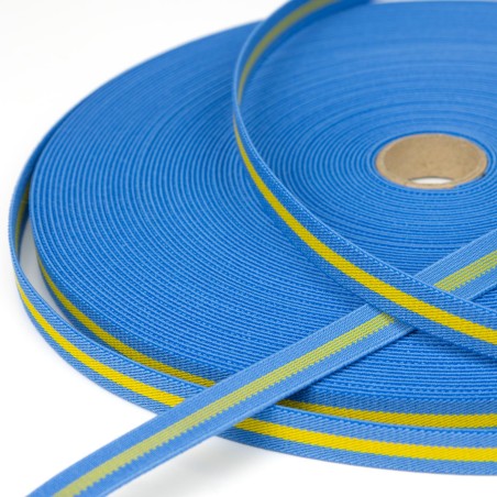 Cinta elástica 15 mm bandera Asturias, para pulseras - Rollo 30 metros