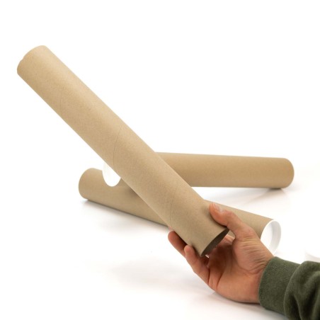 Tubo de cartón 60 x 400 mm, 1.5 mm espesor, para envíos, lienzos, dibujos