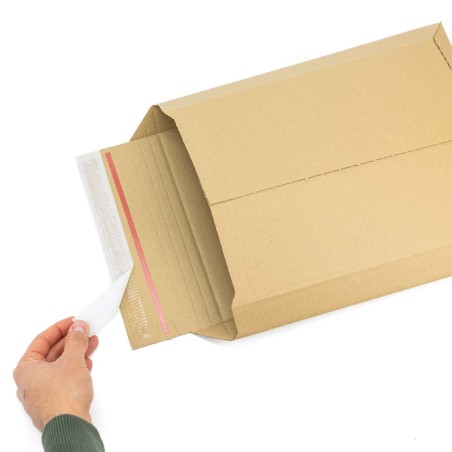 Sobre de envío cartón ondulado rígido 310 g/m²,  250x165x70 mm, con fuelle, cierre adhesivo - 30 uds