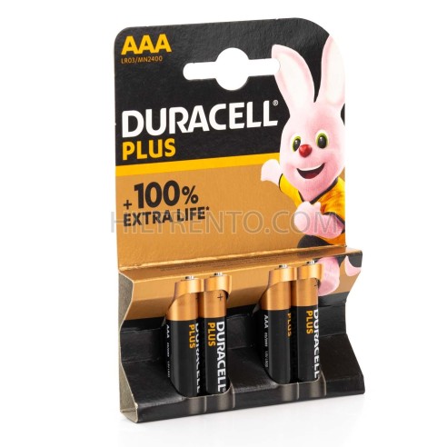 Pack 4 pilas alcalinas AAA LR03 Duracell Plus...