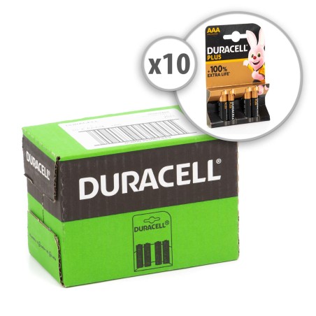 10 Packs de 4 pilas alcalinas AAA LR03 Duracell Plus larga duración