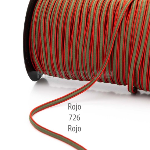 Cordón elástico dos colores TR6, 6 mm - Rollo...